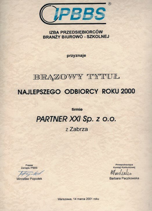 2001 Izba Przedsiębiorców Branży Biurowo-Szkolnej